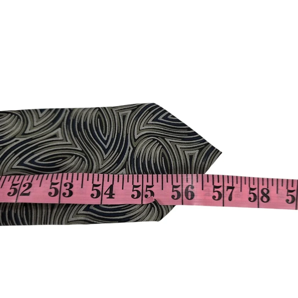 Giorgio Armani Mens Necktie Green Gray One Size Silk Abstract‎ Pattern Classic